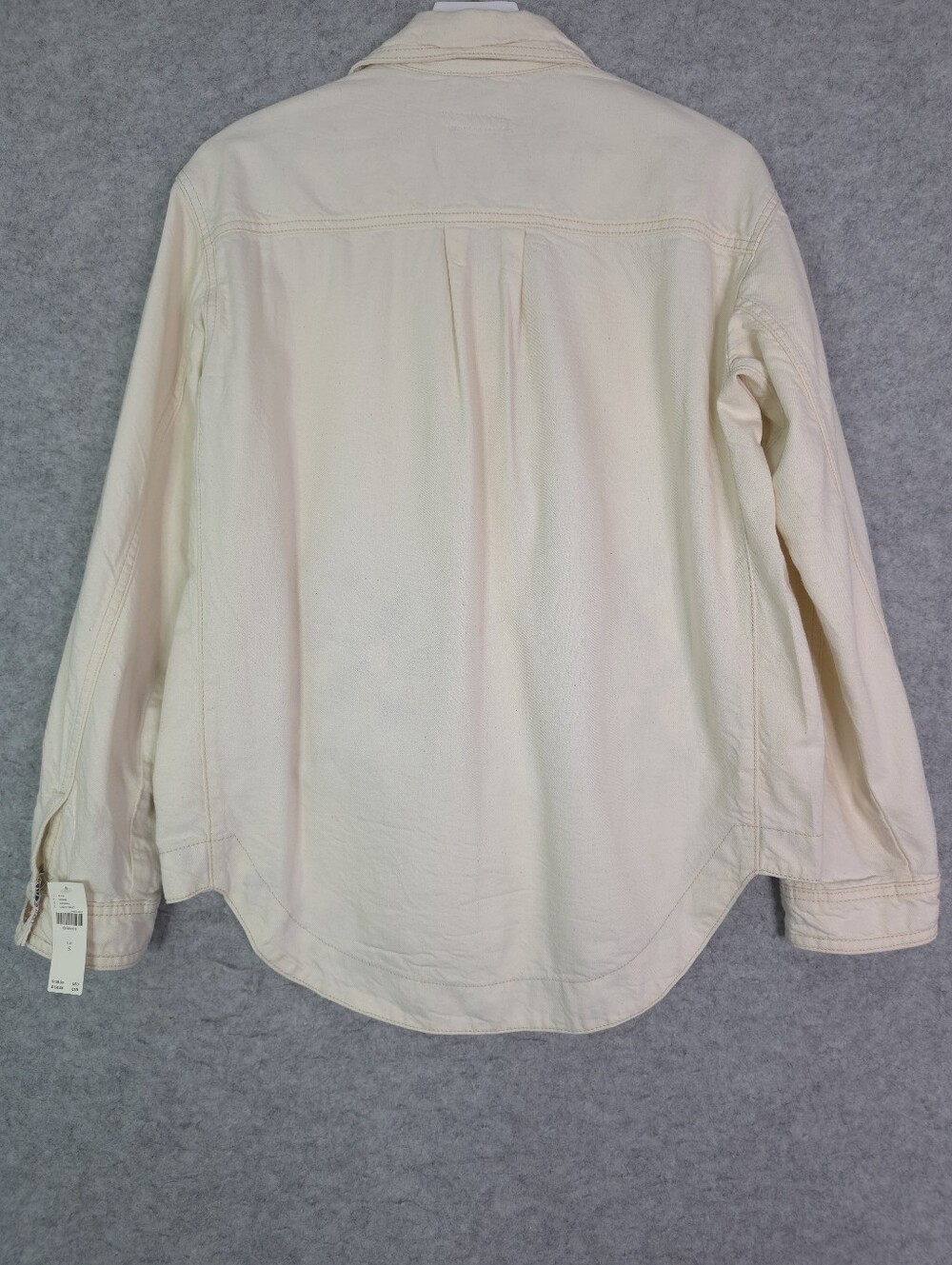 Anthropologie Pilcro Oversized Denim Shirt Chore Jacket Off-White Cream Small - Picture 2 of 10